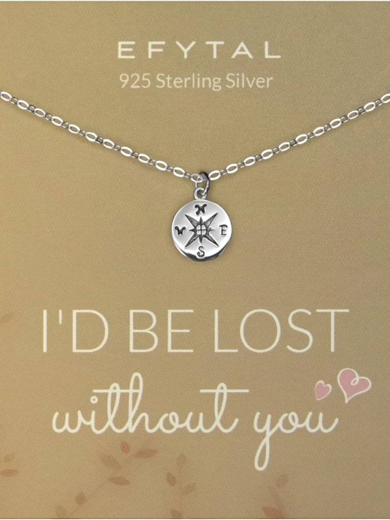Sterling Silver Or 14k Gold Plated Compass Necklace For Girlfriend|Women|Wife, S